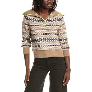 &Isla Womens  Asher Fairisle 1/4-Zip 100% Cashmere Sweater, Brown